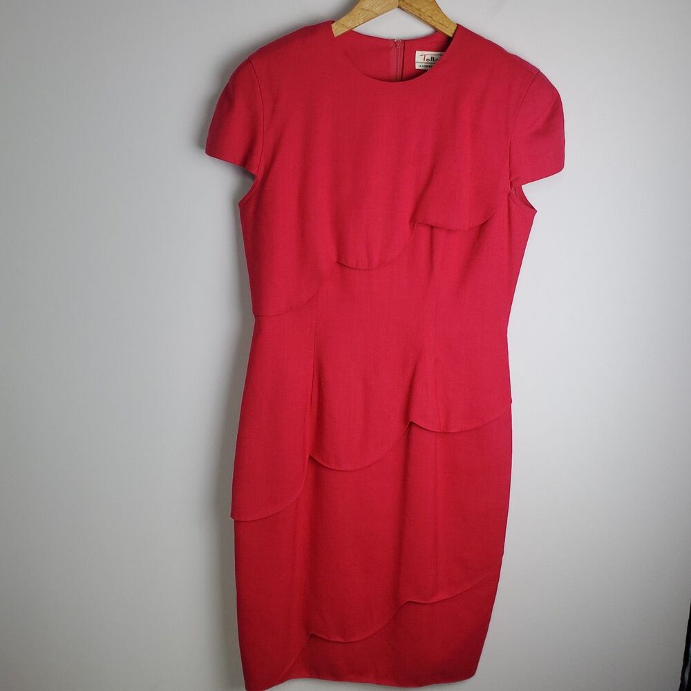 Vintage Talbots Hot Pink Scalloped Midi Dress Size 10